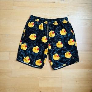 NEFF MENS RUBBER DUCK BLUE DRAWSTRING HOT TUB SWIM BOARD SHORTS SIZE SMALL